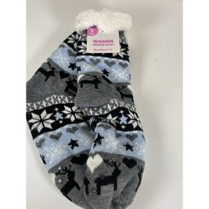 Women's Cozy Knit Sweater Socks Grey Light Blue Size 4–11 NEW